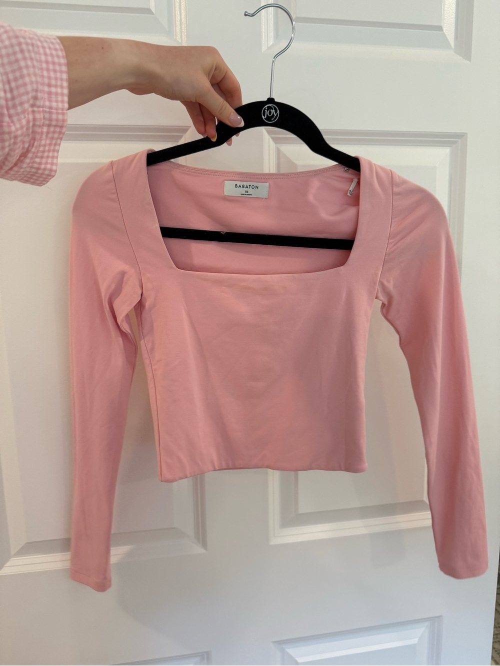 Babaton Soft Pink Square Neck Crop Top